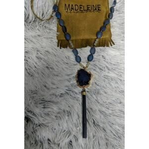 Kevia Vie Boheme Necklace Beads Pendant Statement Geode Tassel New